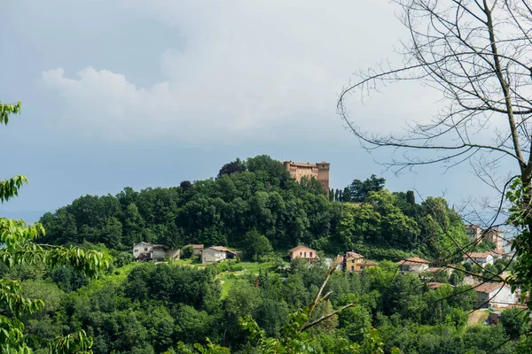 Vue Monticello Alba Avec Castello Piémont Italie — Photo