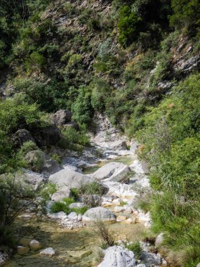 Şelale Rio Barbaira akışı, Rocchetta Nervina, Liguria - İtalya