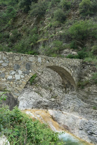 Jembatan Batu Lembah Nervia Dekat Aliran Rio Barbaira Rocchetta Nervina — Stok Foto