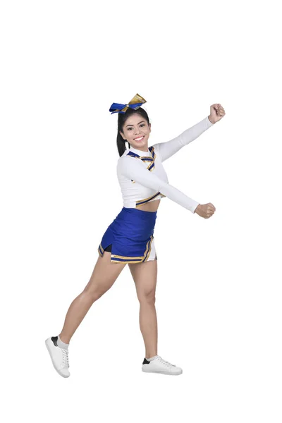Images Asian Cheerleader Action Posing Isolated White Background — Stock Photo, Image