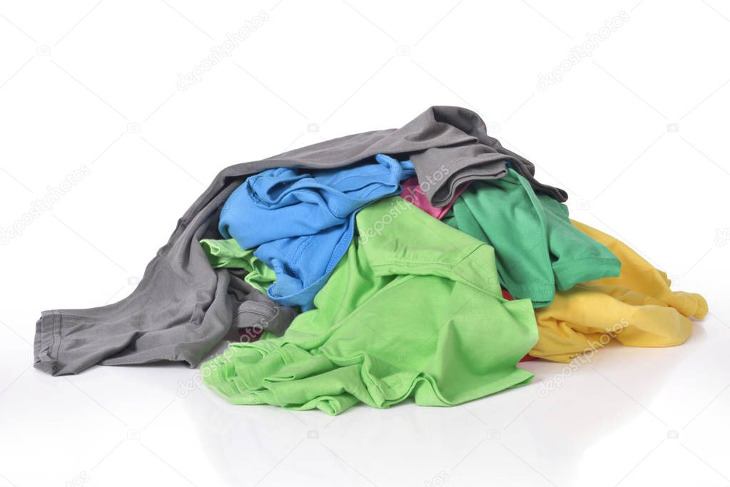 Messy and untidy clothes isolated over white background