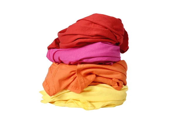 Stack Messy Clothes Isolated White Background — Stock Photo, Image