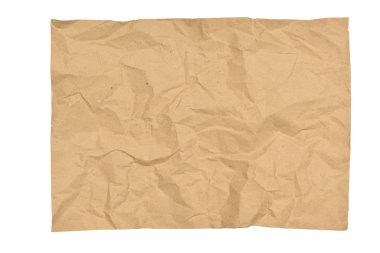 Beyaz arka plan üzerinde izole kahverengi buruşuk Kağıt