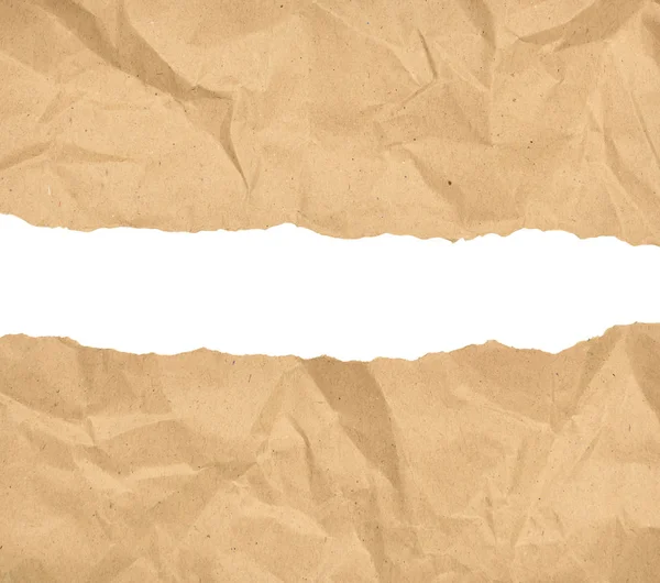 Brown paper torn in half isolated over white background