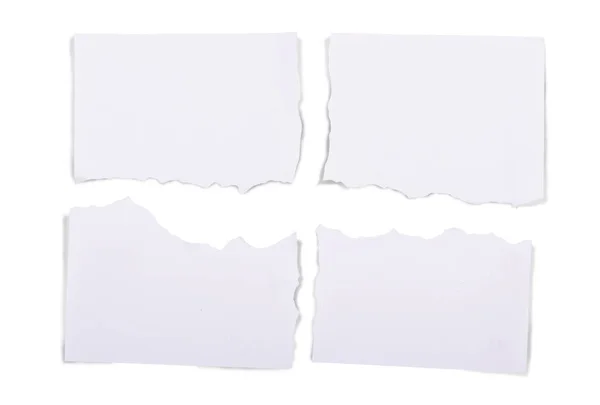 Ripped Pieces White Paper Isolated White Background — Stock Photo, Image