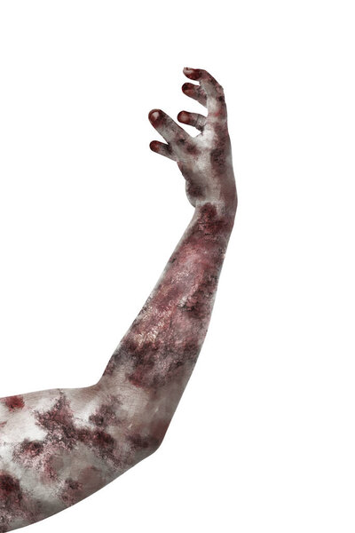 Bloody zombie hands isolated over white background