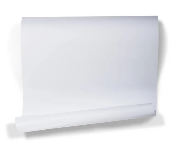 Papel Branco Enrolado Isolado Sobre Fundo Branco — Fotografia de Stock