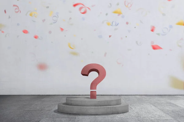 Red Question Mark Standing Podium Business Concept — Stock Photo, Image