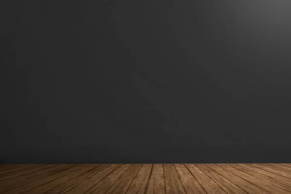 Черная Стена Деревянный Пол Заднего Плана — стоковое фото