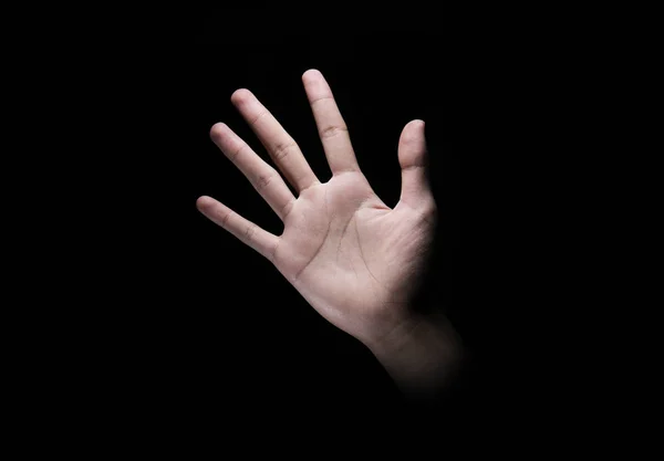 Tangan Pria Dengan Telapak Terbuka Atau Lima Jari Atas Latar — Stok Foto