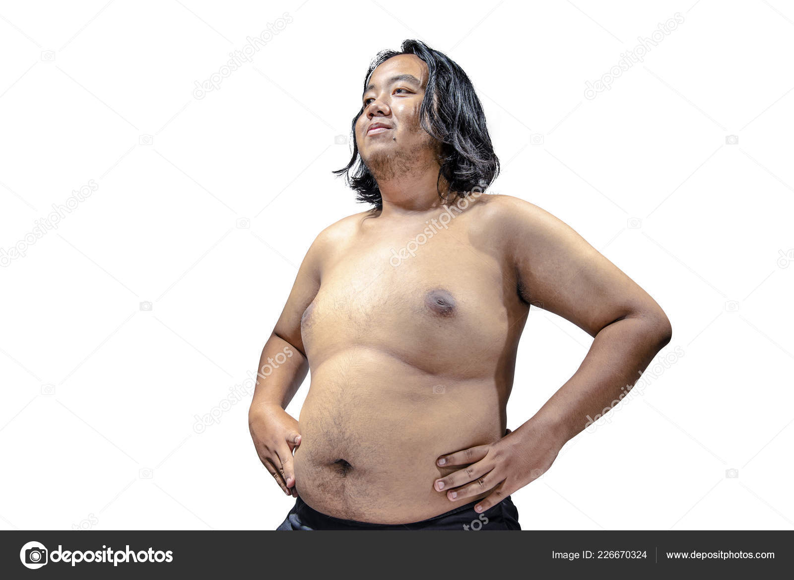 Belly Fat Asian Guy Show His Big Shape Stock Photo, Picture and Royalty  Free Image. Image 104142096.