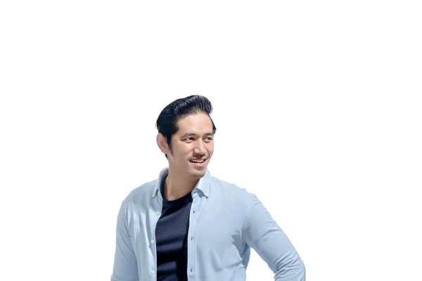 Image Asian Man Casual Wear Standing Isolated White Background — Stock Photo, Image