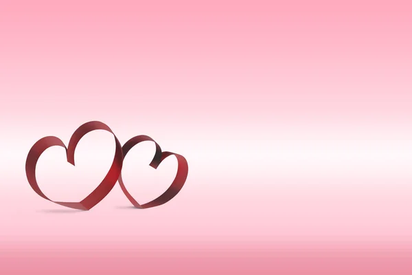 Szalagok Szív Alakú Felső Rózsaszín Háttér Szeretet Fogalma Valentin Nap — Stock Fotó
