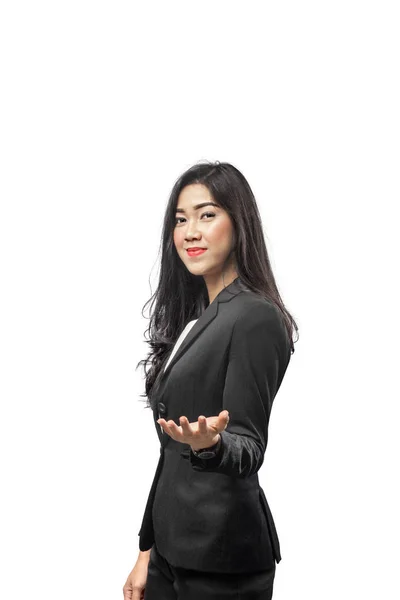 Портрет Азиатской Деловой Женщины Формальной Одежде Белом Фоне — стоковое фото
