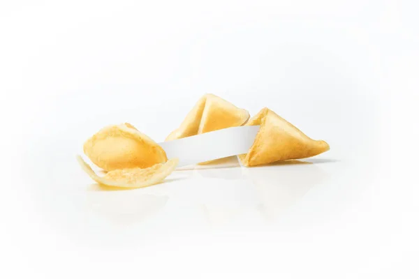 Fortune Cookies Blank White Paper White Background — Stock Photo, Image