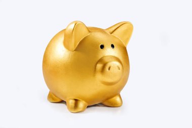 altın beyaz zemin üzerine izole kumbara