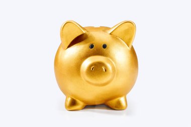 altın beyaz zemin üzerine izole kumbara