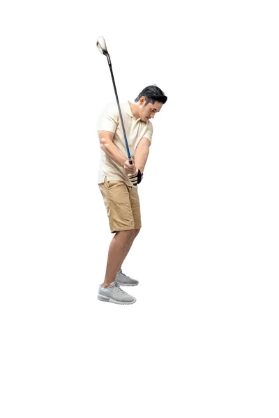 Pemain Golf Asia Terisolasi Dengan Latar Belakang Putih — Stok Foto