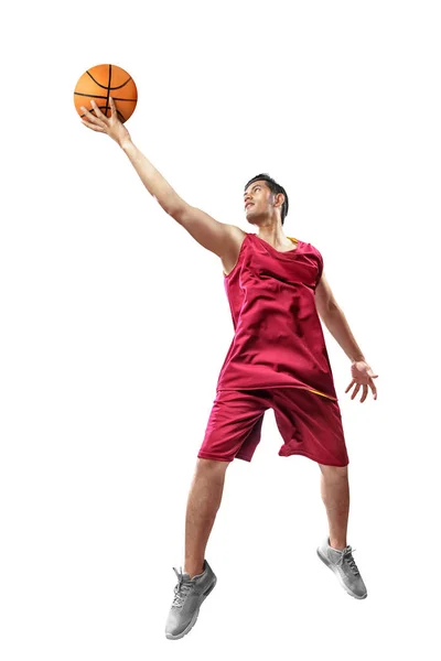 Asiatische Männliche Basketballspieler Isoliert Auf Weißem Hintergrund — Stockfoto