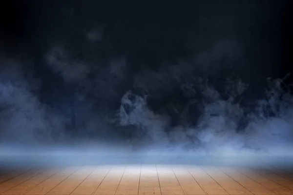 Room with wooden floor and smoke — Stock Photo, Image