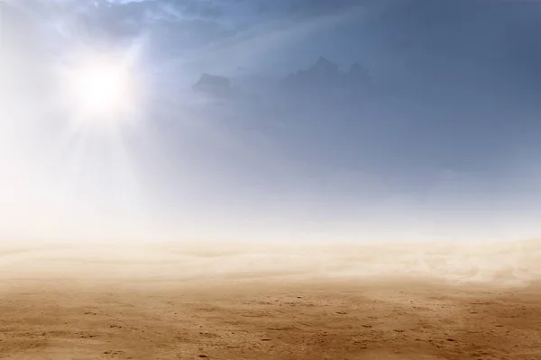 Види пустелі з сонячним світлом — стокове фото