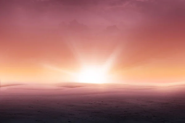 Вид Піщані Дюни Пустелі Світанковим Фоном Небо Заходу Сонця — стокове фото