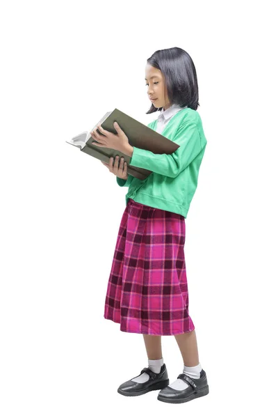 Jovem asiático criança leitura livro — Fotografia de Stock