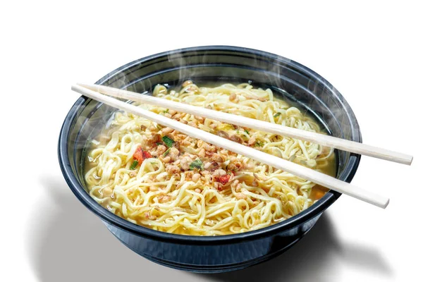 Noodles on the bowl with chopstick — Stock Photo, Image