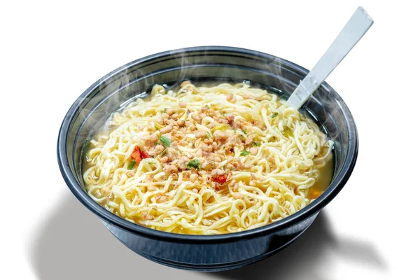 Noodles on the bowl with fork — Stock Photo, Image