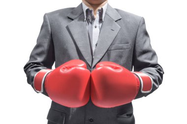 işadamı ile kırmızı Boks eldiveni