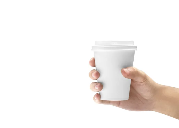 Hand hält eine Styroportasse mit Kaffee — Stockfoto