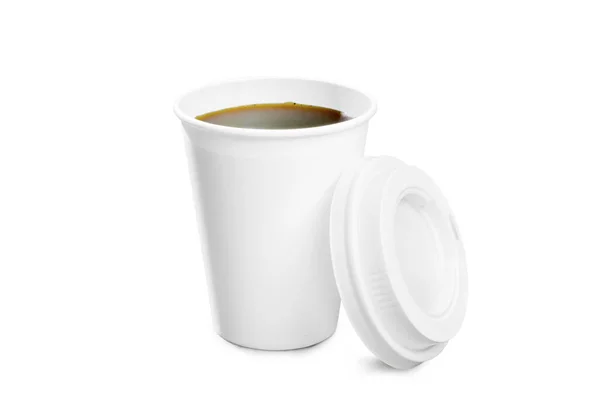 Styrofoam kop med varm kaffe - Stock-foto