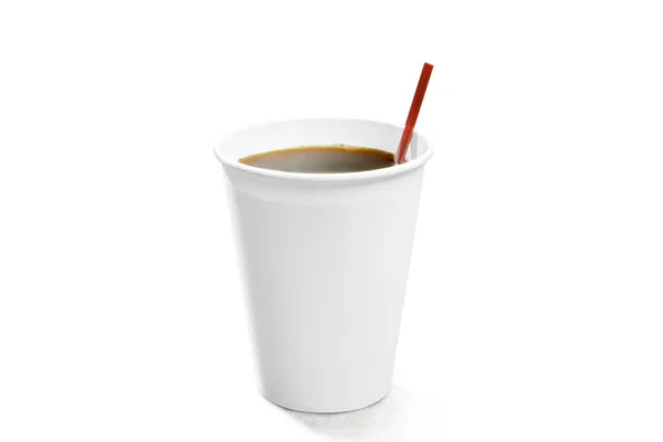 Tazza di polistirolo con caffè caldo — Foto Stock