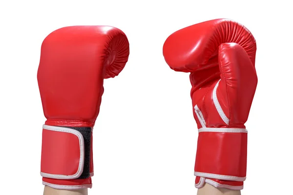 Manos con guantes de boxeo rojos —  Fotos de Stock