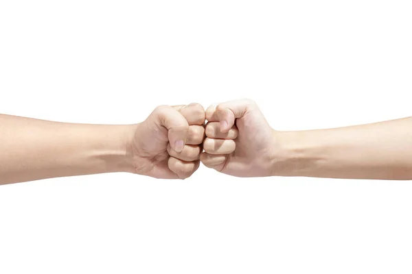 Руки двух мужчин бьют кулаками — стоковое фото