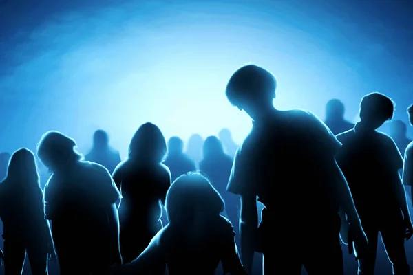 Silhouette of zombies crowds at night — Stock Photo, Image