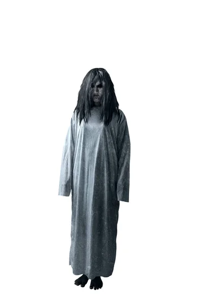 Τρομακτική γυναίκα φάντασμα με αίμα και βρώμικο πρόσωπο — Φωτογραφία Αρχείου