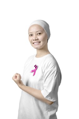 Pembe kurdele ile beyaz gömlek Asyalı kadın