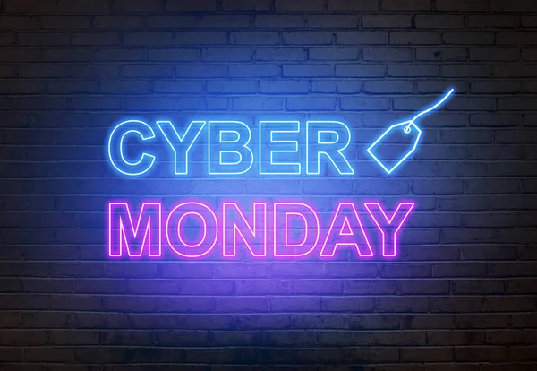 Cyber Monday text from an electric lamp on the wall — Stock Photo, Image