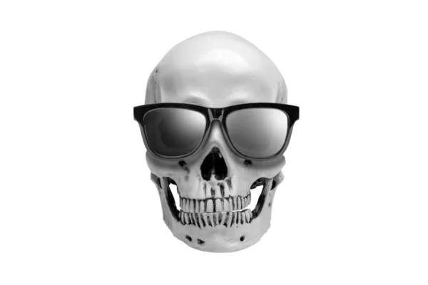 Human skull with sunglasses — Stock Photo, Image