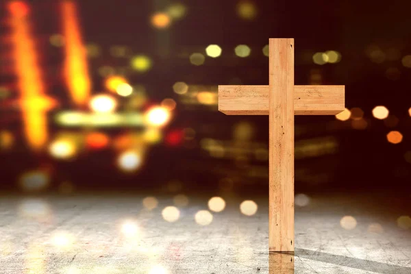 Christian cross on the floor — Stock Photo, Image