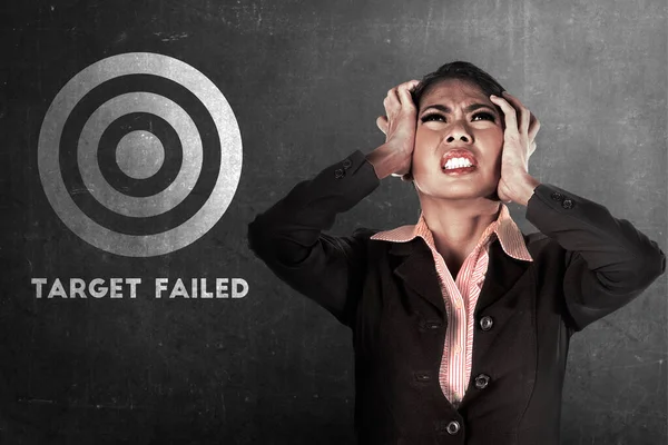 Asian Businesswoman Feeling Depressed Failing Reach Target Workplace — Stock Photo, Image