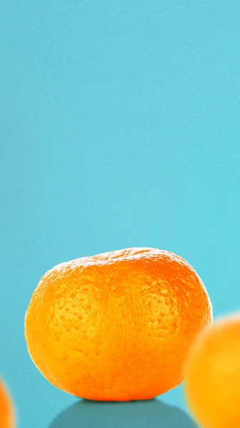 Orangen Auf Leuchtend Blauem Hintergrund Stories Vorlage Für Den Sommer — Stockfoto