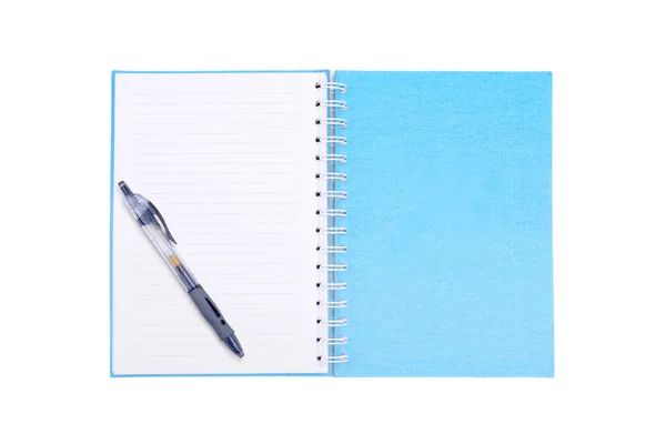 Βιβλίο Σημειώσεων Στυλό Απομονωμένο Λευκό Φόντο — Φωτογραφία Αρχείου