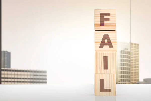 Stacked Wooden Cube Fail Letter Table — Stock Photo, Image