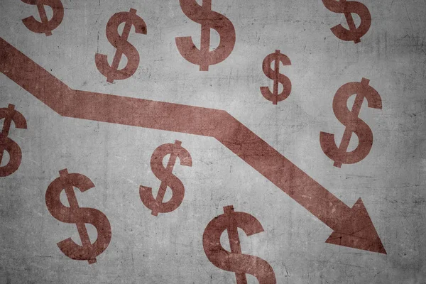 Red Arrow Wall Global Economic Crisis — Stock Photo, Image