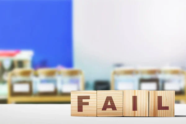 Row Wooden Cube Fail Letter Table — Stock Photo, Image