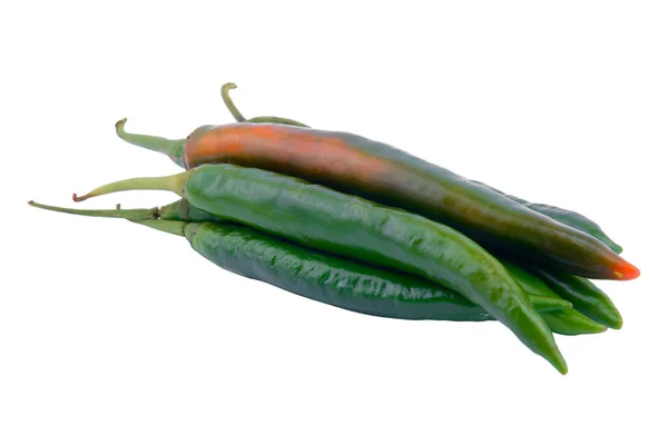 Verse Groene Chili Geïsoleerd Witte Achtergrond — Stockfoto