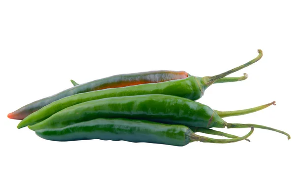 Verse Groene Chili Geïsoleerd Witte Achtergrond — Stockfoto