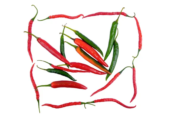 Fresh Red Green Chili Isolated White Background — Stock Photo, Image